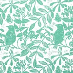 Schumacher 179211 Bird & Bee Sea Glass fabric swatch