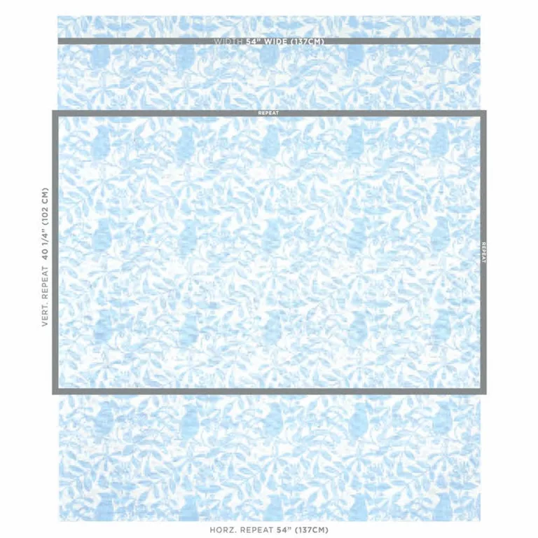 Schumacher 179212 Bird & Bee Sky fabric swatch