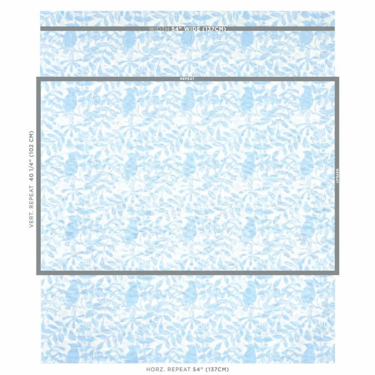 Schumacher 179212 Bird & Bee Sky fabric swatch