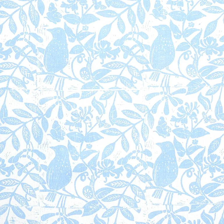 Schumacher 179212 Bird & Bee Sky fabric swatch