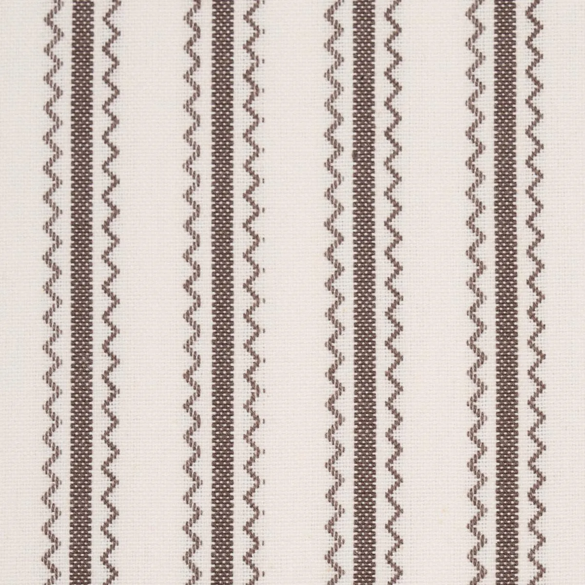 Schumacher 83704 Birdie Ticking Stripe Brown fabric swatch