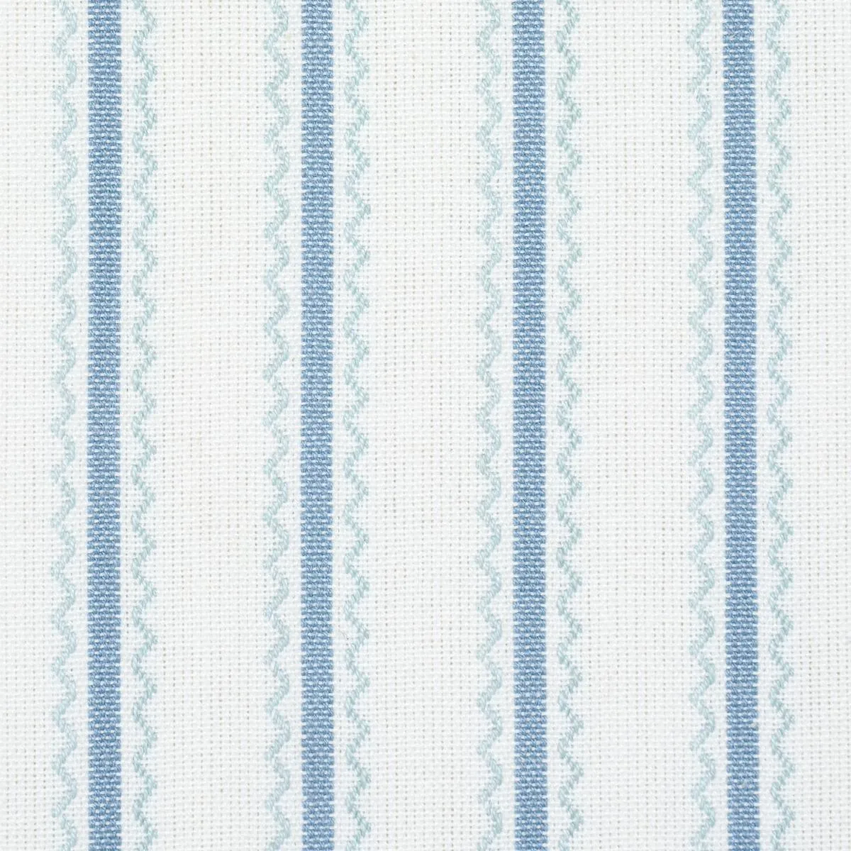 Schumacher 83701 Birdie Ticking Stripe China Blue fabric swatch