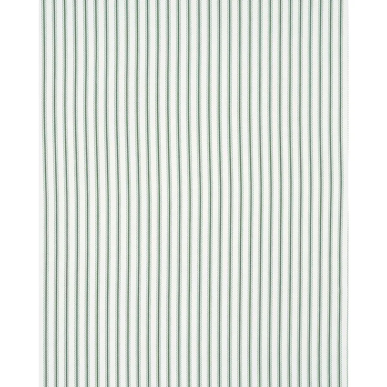 Schumacher 83700 Birdie Ticking Stripe Leaf Green fabric swatch
