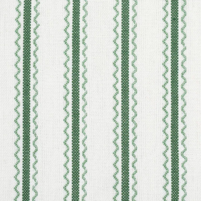 Schumacher 83700 Birdie Ticking Stripe Leaf Green fabric swatch