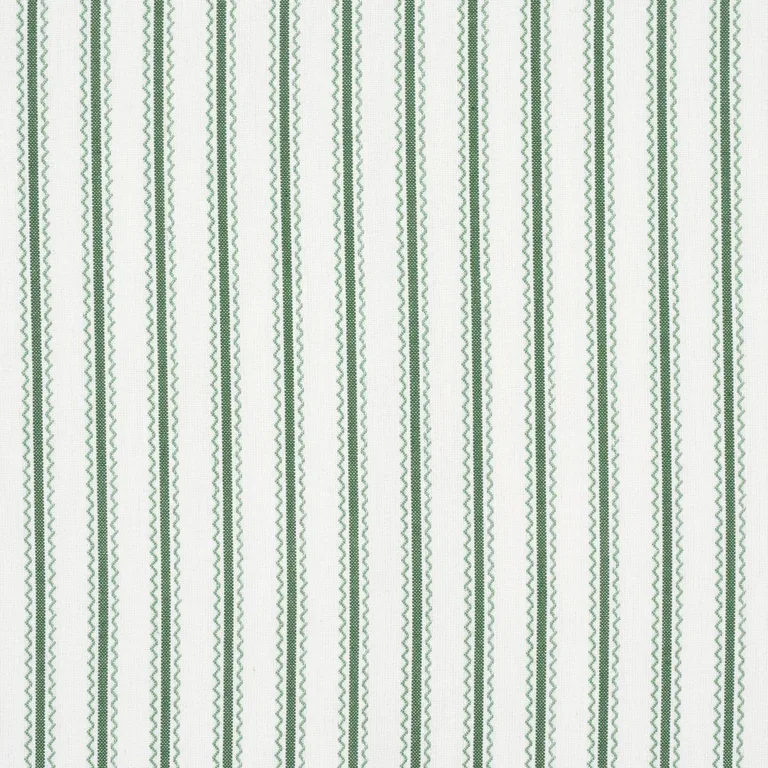 Schumacher 83700 Birdie Ticking Stripe Leaf Green fabric swatch