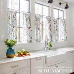 Schumacher 174760 Birds & Butterflies Multi On White fabric swatch