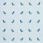 Schumacher 182382 Birds Hand Block Print Navy On Sky fabric swatch