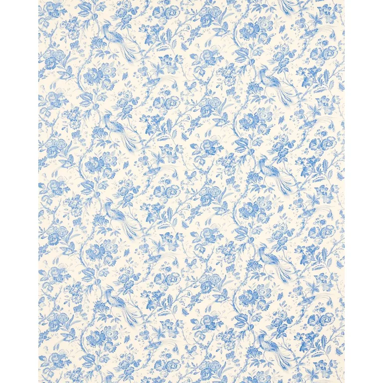 Schumacher 1048044 Birds Of Paradise Blue fabric swatch