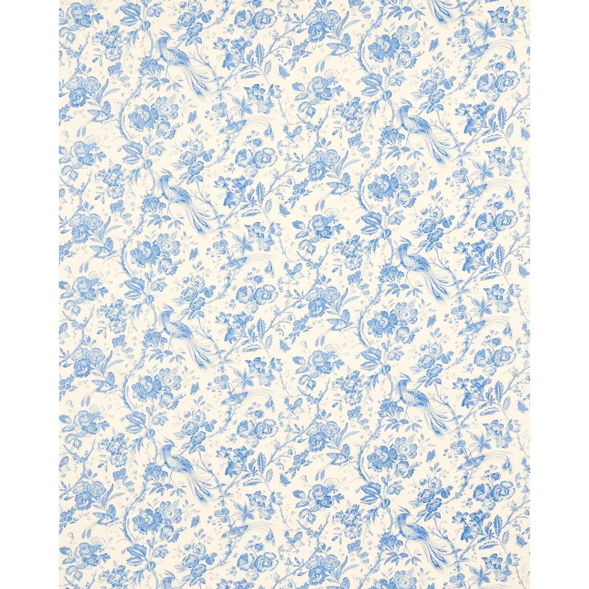 Schumacher 1048044 Birds Of Paradise Blue fabric swatch