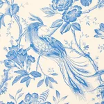 Schumacher 1048044 Birds Of Paradise Blue fabric swatch