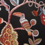 Schumacher 85110 Birds Of Paradise Woven Noir fabric swatch