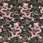 Schumacher 179001 Bixi Dragon Black fabric swatch