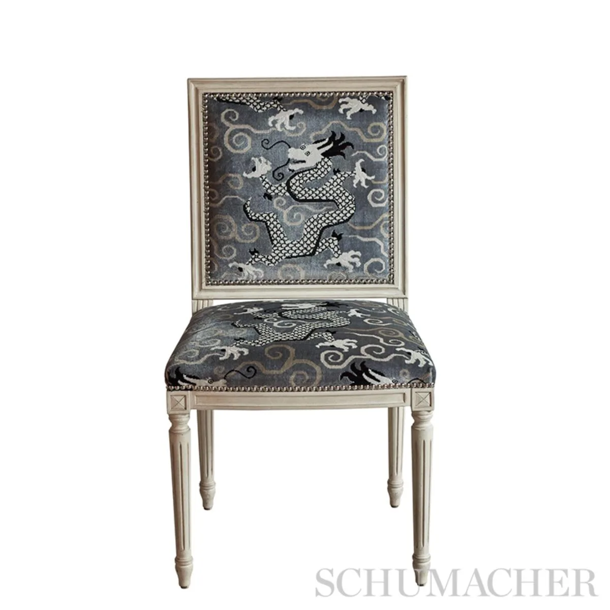Schumacher 73972 Bixi Velvet Silver fabric swatch
