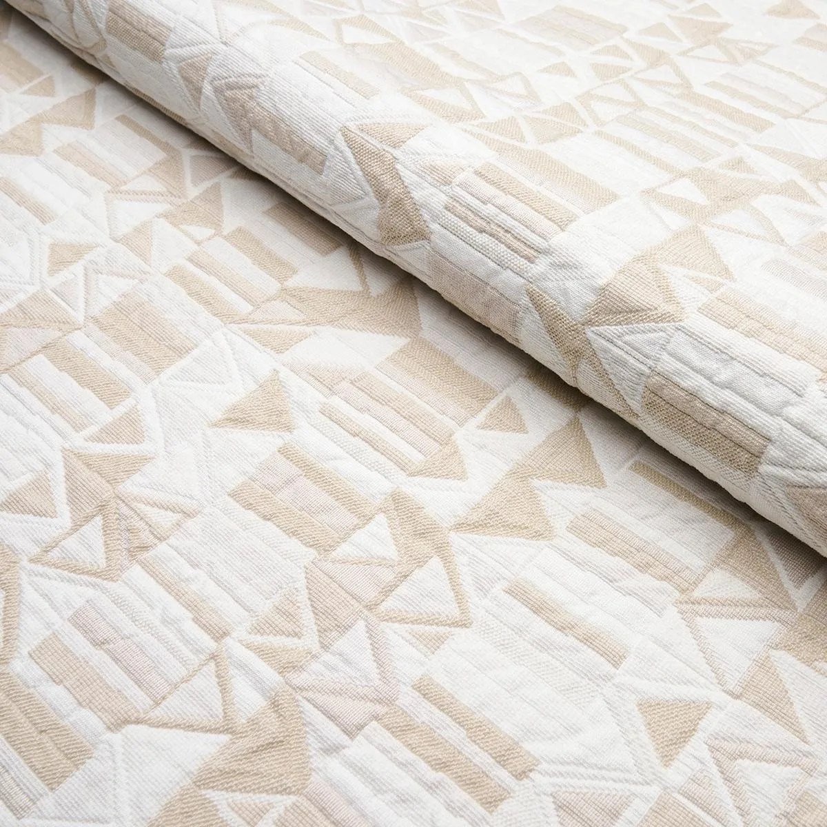 Schumacher 82022 Bizantino Quilted Weave Natural fabric swatch
