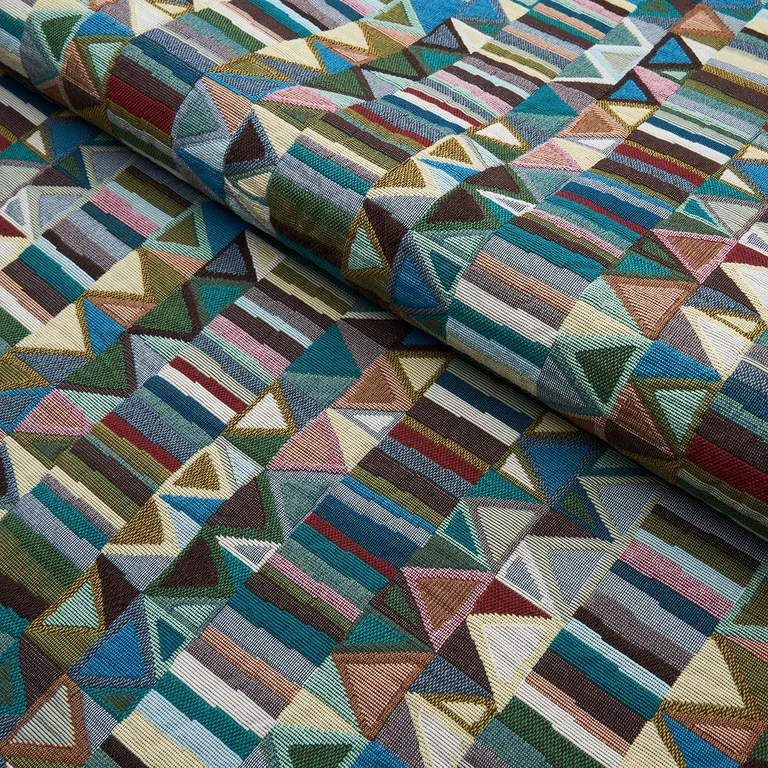 Schumacher 82020 Bizantino Quilted Weave Peacock fabric swatch