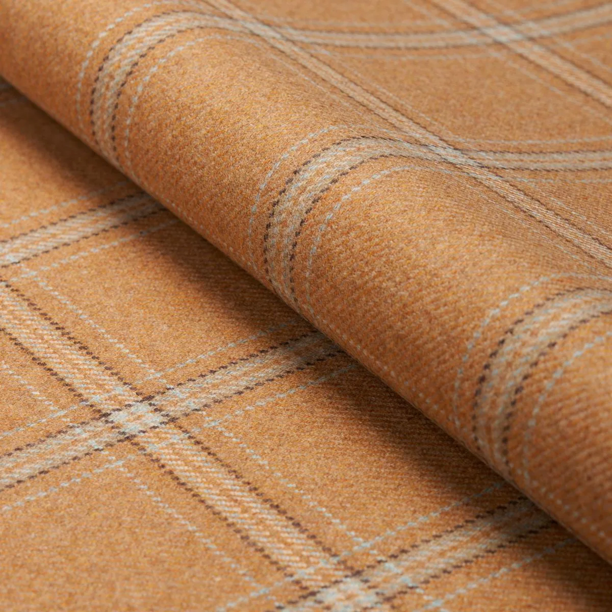 Schumacher 82341 Blackburn Merino Plaid Camel fabric swatch