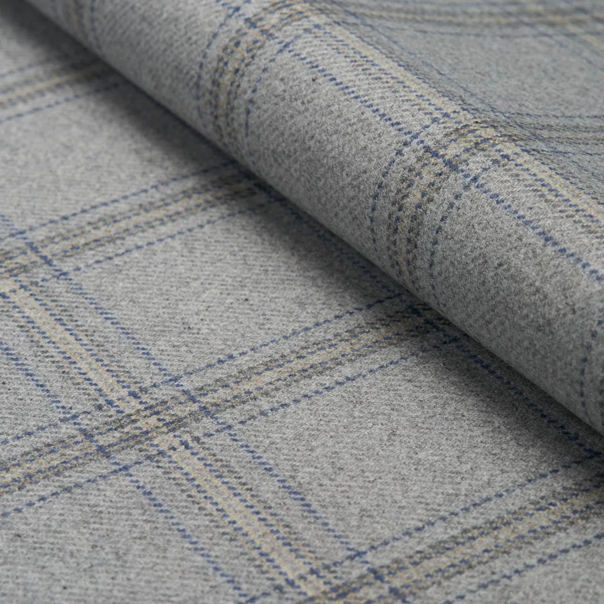 Schumacher 82342 Blackburn Merino Plaid Grey fabric swatch