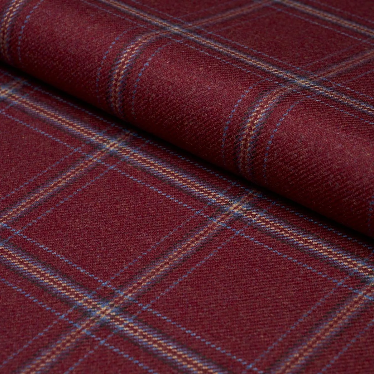 Schumacher 82344 Blackburn Merino Plaid Redwood fabric swatch