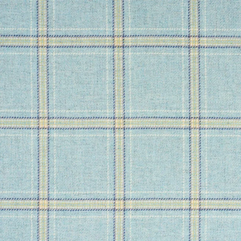 Schumacher 82347 Blackburn Merino Plaid Robin's Egg fabric swatch