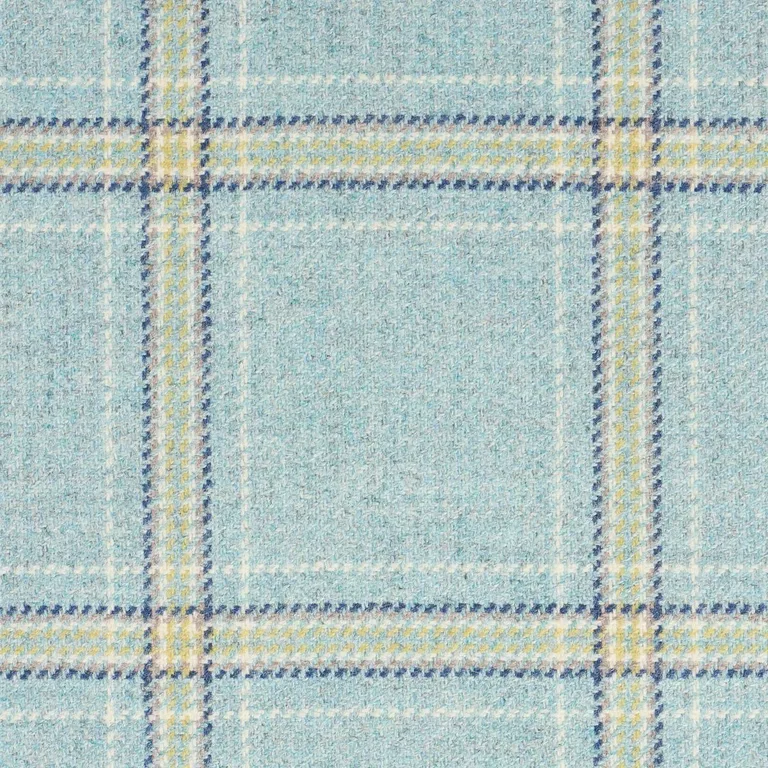 Schumacher 82347 Blackburn Merino Plaid Robin's Egg fabric swatch