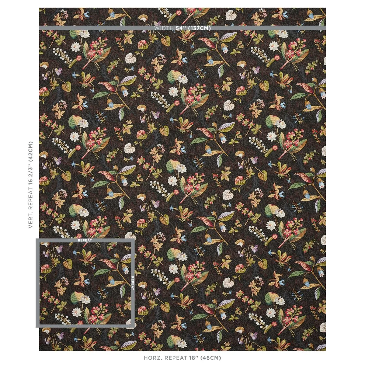 Schumacher 180090 Blackwell Linen Noir fabric swatch