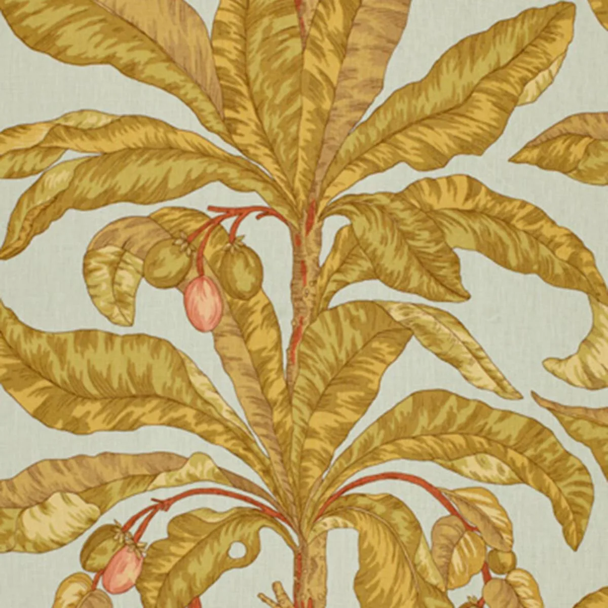 Schumacher 173590 Blair House Palm Ii Sea Breeze fabric swatch