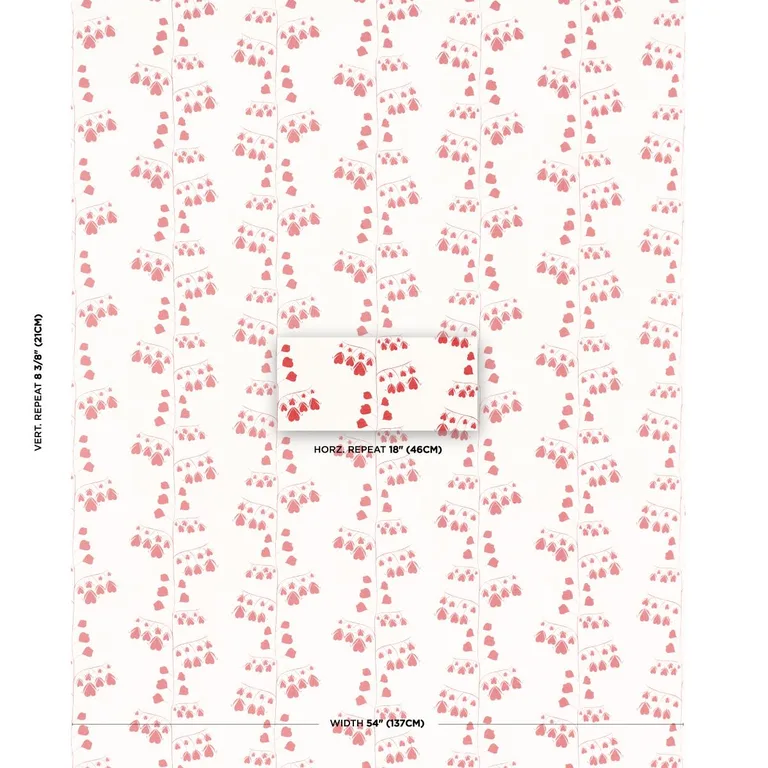 Schumacher 181960 Bleeding Hearts Red fabric swatch