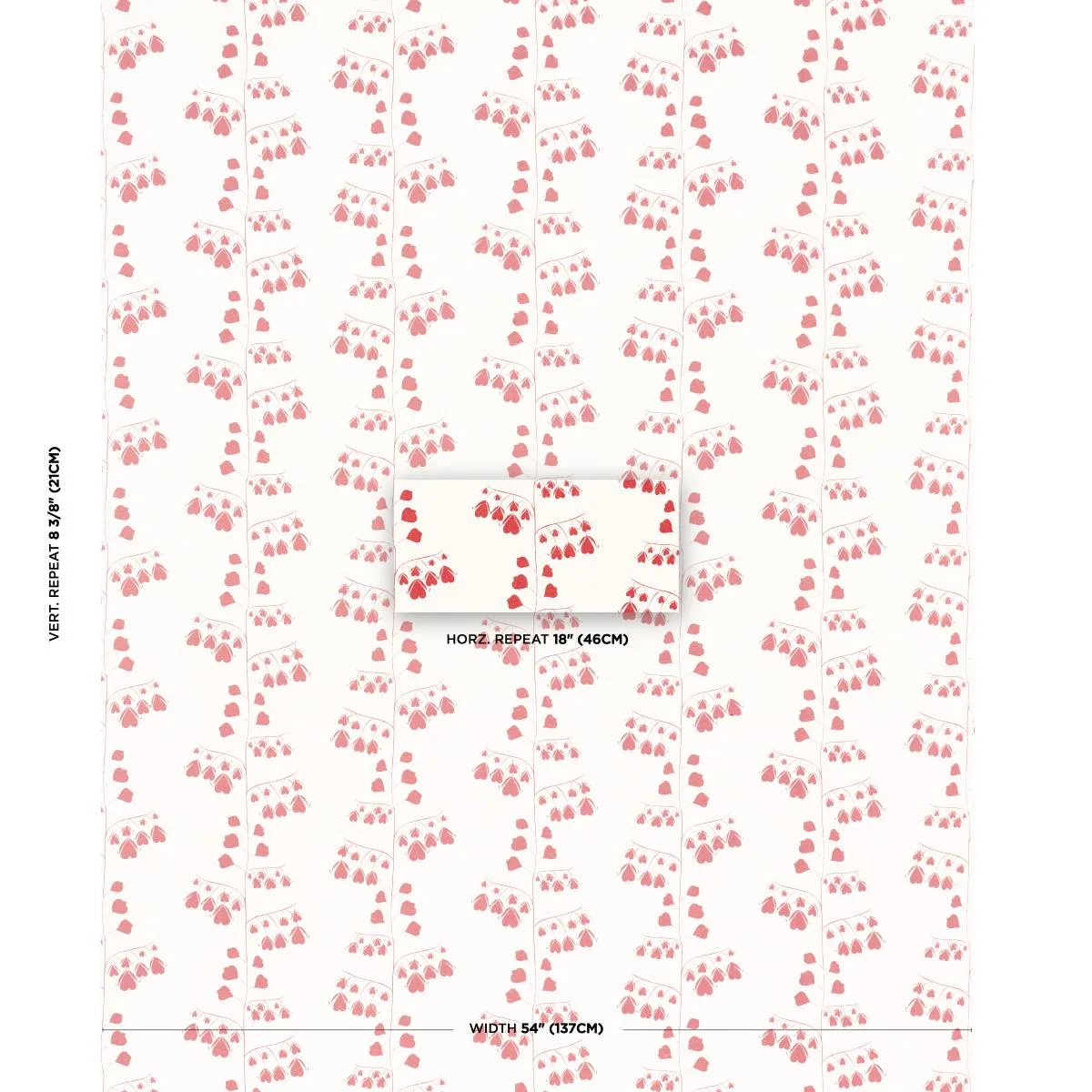 Schumacher 181960 Bleeding Hearts Red fabric swatch
