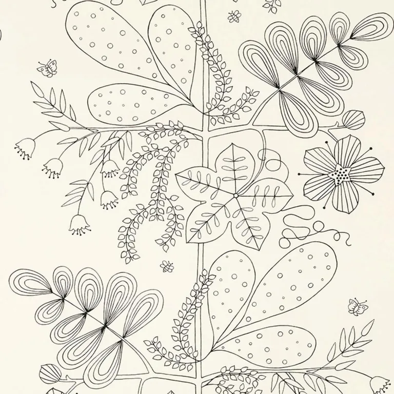 Schumacher 176204 Blommen Print Black fabric swatch