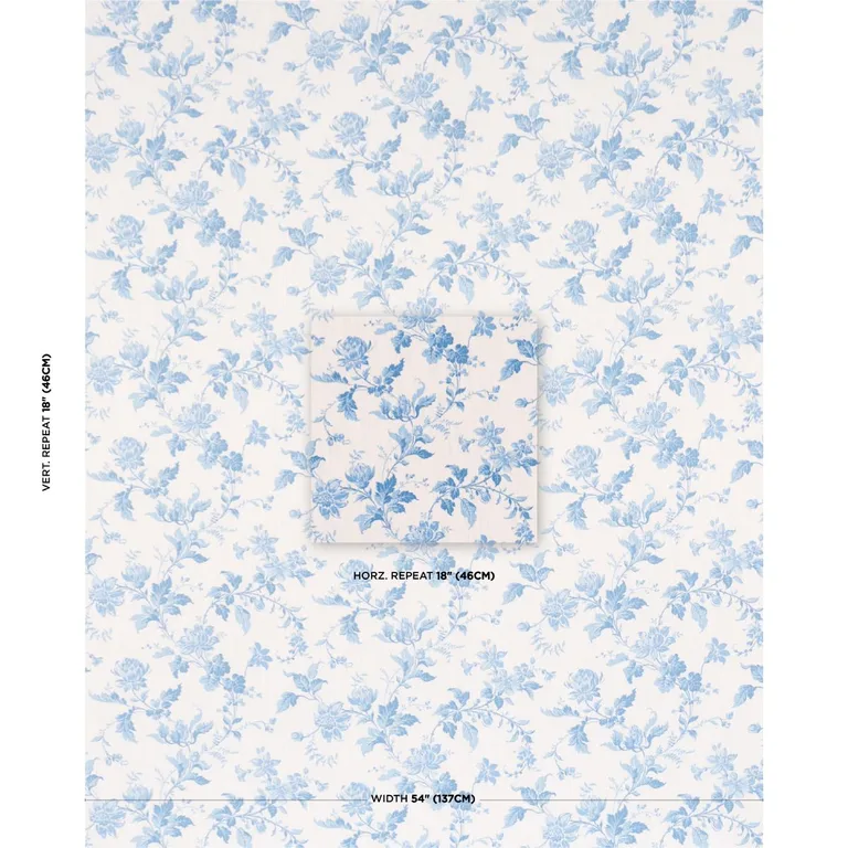Schumacher 182941 Blomslinga Blue And White fabric swatch