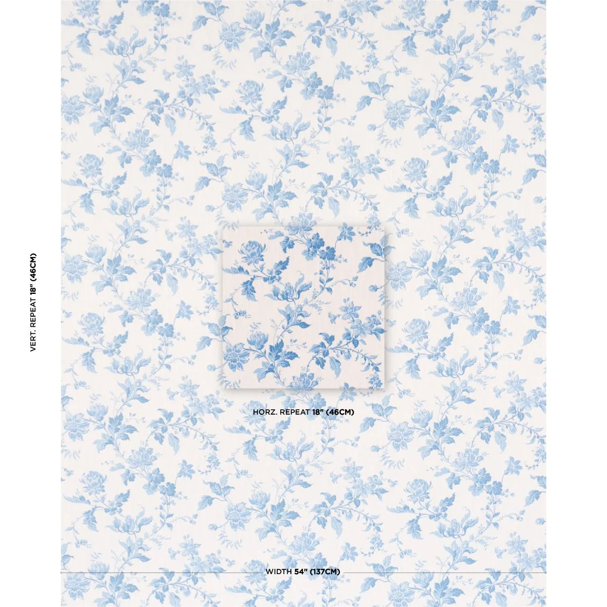 Schumacher 182941 Blomslinga Blue And White fabric swatch