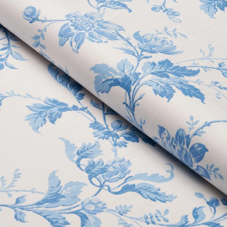 Schumacher 182941 Blomslinga Blue And White fabric swatch