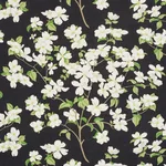 Schumacher 177412 Blooming Branch Black fabric swatch