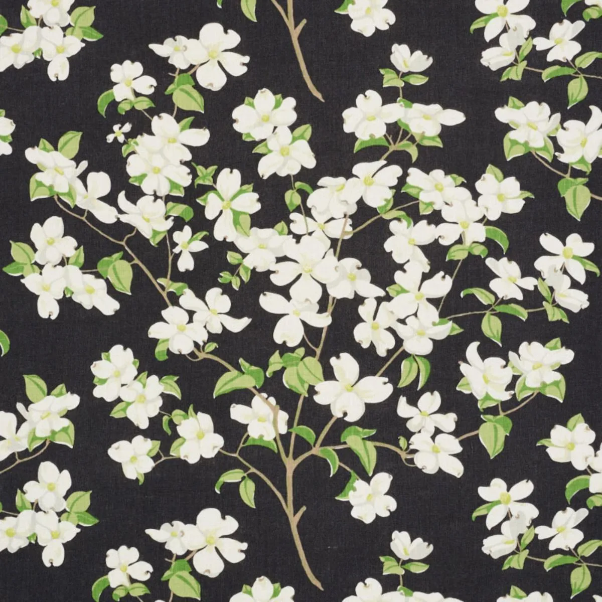 177412 Blooming Branch Black Fabric