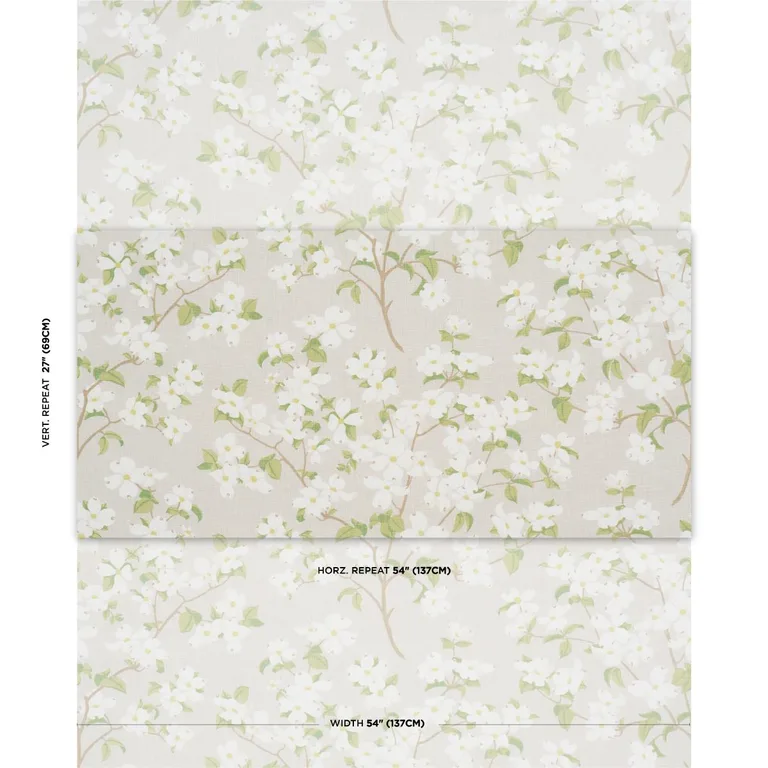Schumacher 177414 Blooming Branch Dove fabric swatch