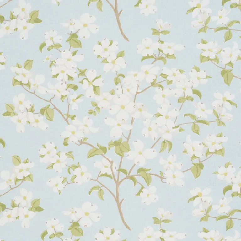 Schumacher 177413 Blooming Branch Sky fabric swatch