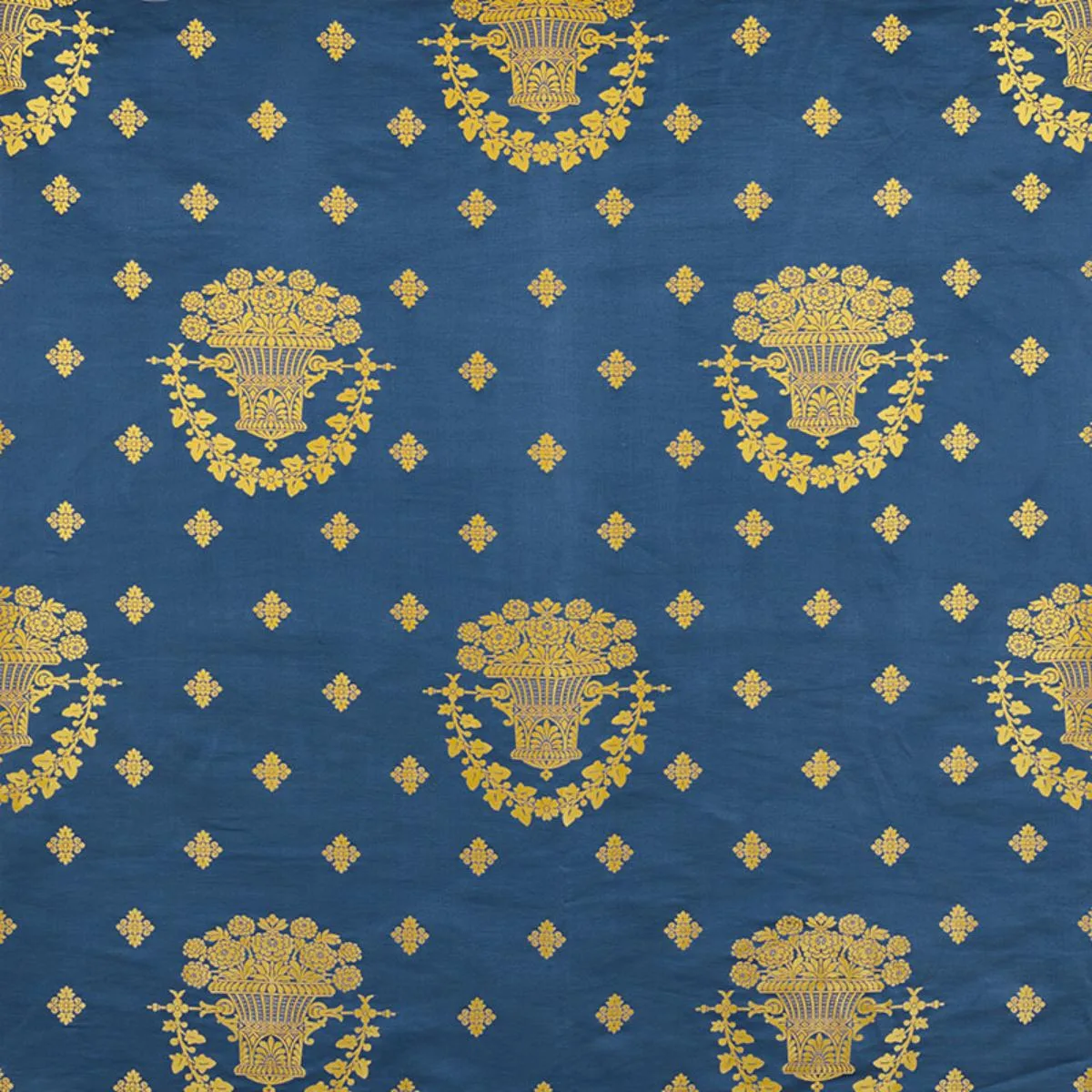 Schumacher 71700 Blue Room Lampas Blue fabric swatch