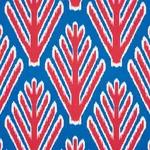 Schumacher 178561 Bodhi Tree Blue & Red fabric swatch