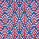 Schumacher 178561 Bodhi Tree Blue & Red fabric swatch
