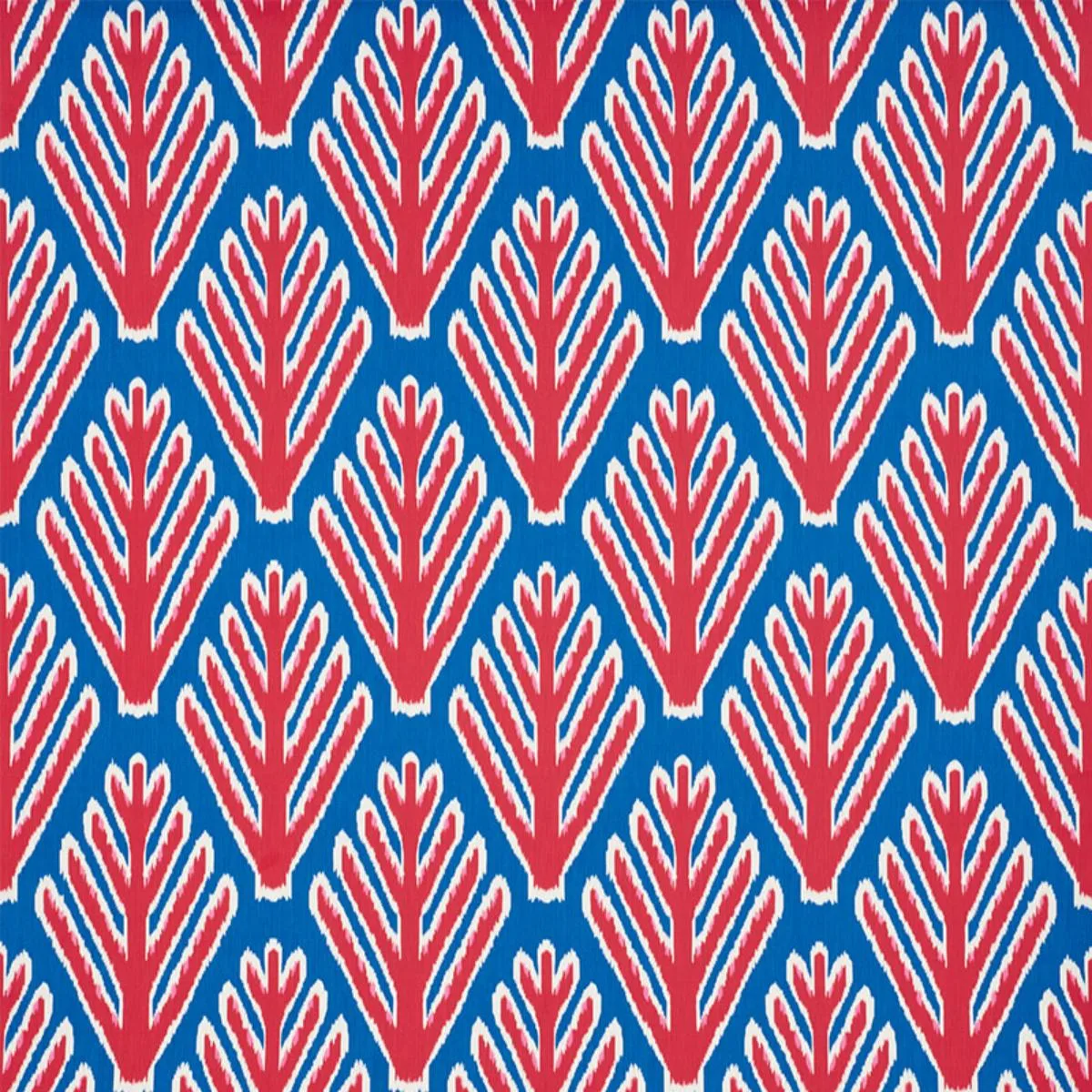 Schumacher 178561 Bodhi Tree Blue & Red fabric swatch