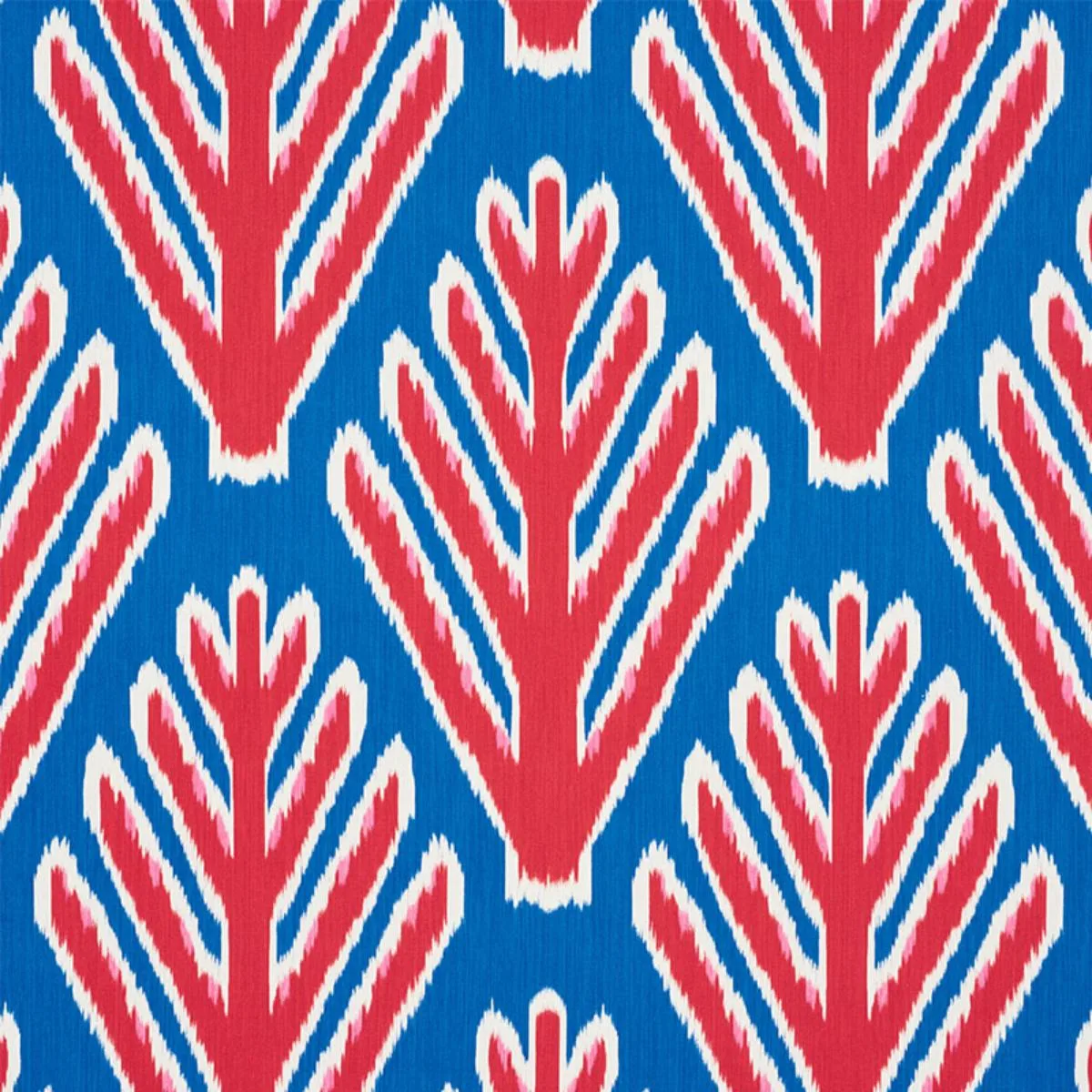 Schumacher 178561 Bodhi Tree Blue & Red fabric swatch