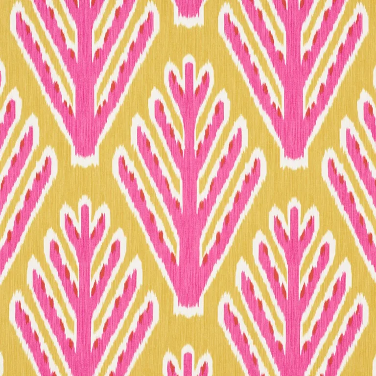 Schumacher 178560 Bodhi Tree Yellow & Pink fabric swatch