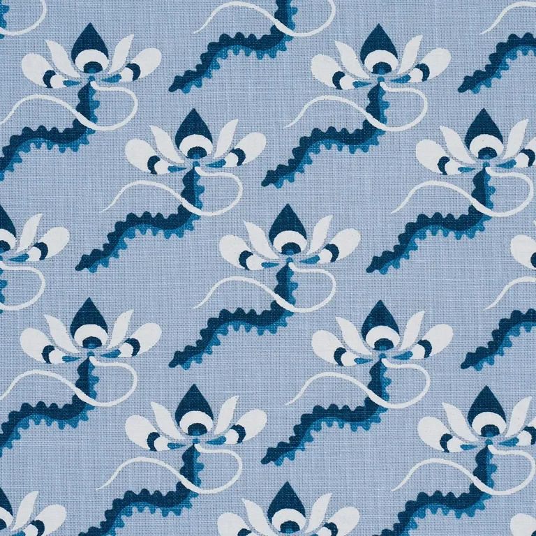 Schumacher 182611 Bombay Rainbow Bleu fabric swatch