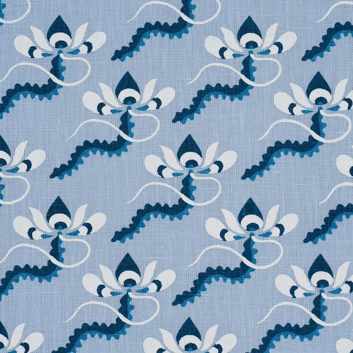 Schumacher 182611 Bombay Rainbow Bleu fabric swatch