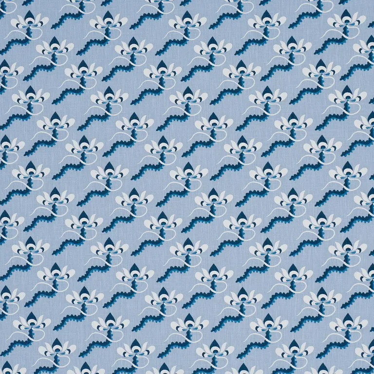 Schumacher 182611 Bombay Rainbow Bleu fabric swatch