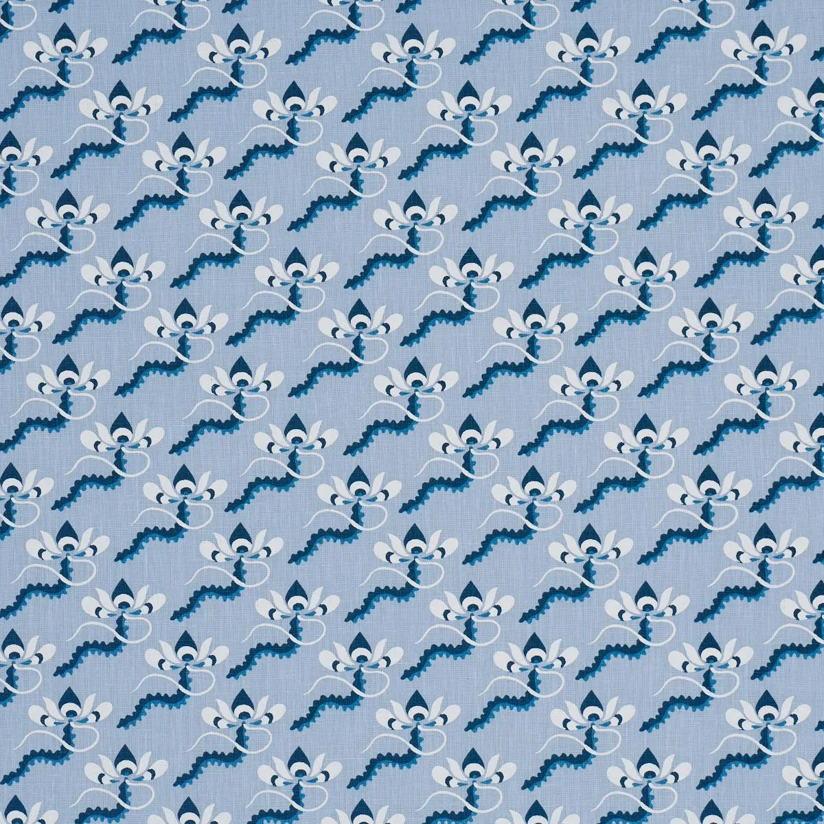 Schumacher 182611 Bombay Rainbow Bleu fabric swatch