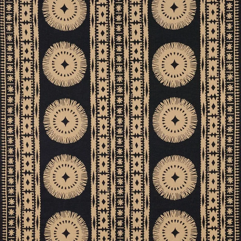 Schumacher 175840 Bora Bora Print Lava Black fabric swatch