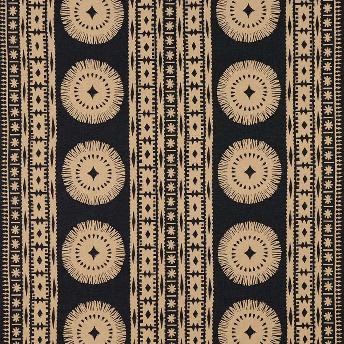 Schumacher 175840 Bora Bora Print Lava Black fabric swatch