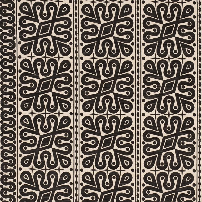 Schumacher 181472 Borneo Silk Black fabric swatch
