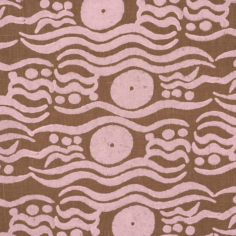 Schumacher 182742 Bosphorus Hand Block Brown & Pink fabric swatch